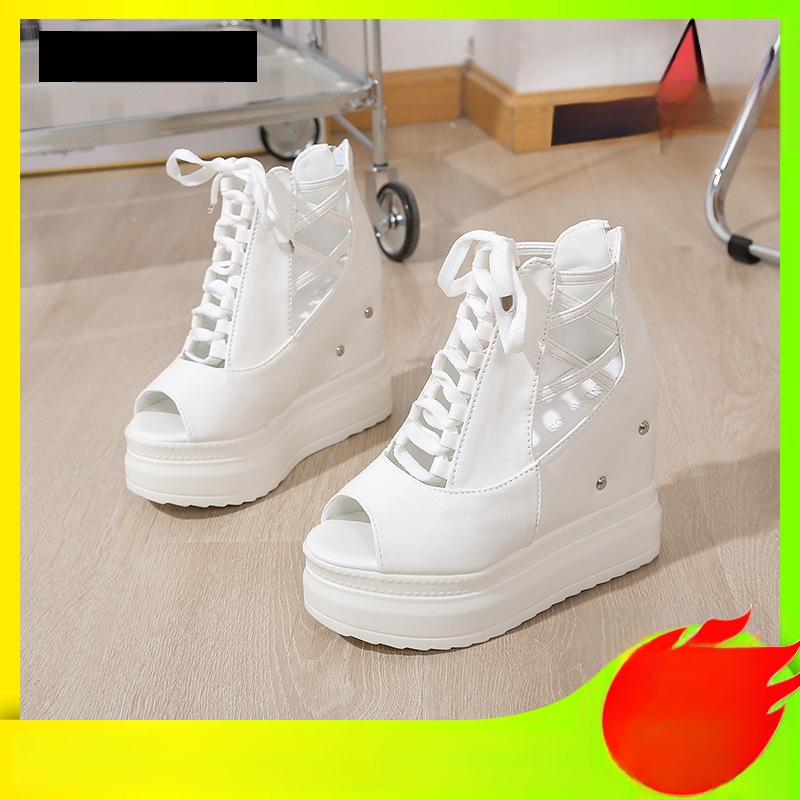 Sandale romane pentru femei - vârf cu formă de gură de pește, partea superioară PU, stil coreean, fermoar pe spate