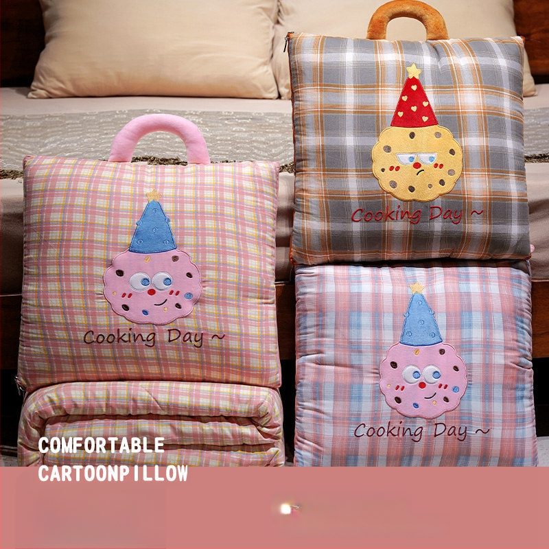 Възглавница-одеяло от плюш с пълнеж PP памук, бродирана шарка с мили животни, стил карикатура