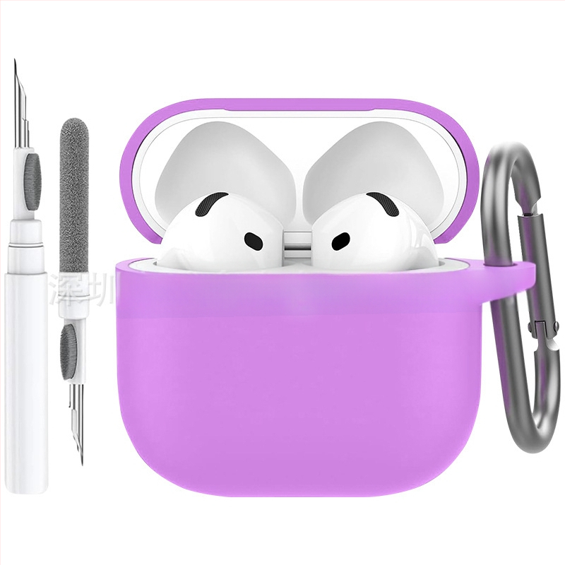 Carcasă din silicon pentru AirPods 4 cu stilou de curățare