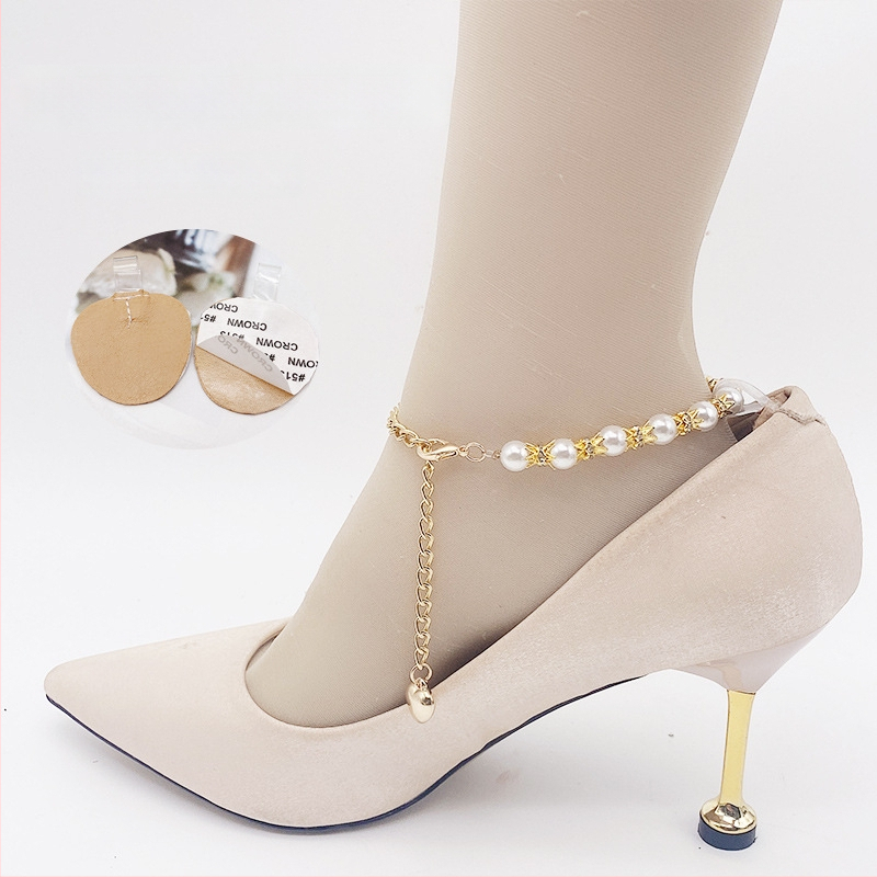 Κορδόνι γοβών με μαργαριτάρια, αντι-πτώση τακουνιών, χωρίς εγκατάσταση, ρυθμιζόμενος μήκος, για όλες τις εποχές