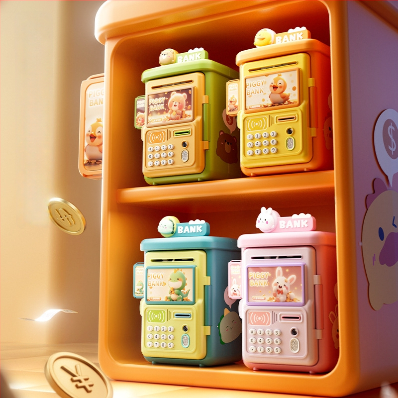 Παιδικός κουμπαράς Shangyu με αυτόματο αισθητήρα και θυρίδα κωδικού/βιομετρικού αποτυπώματος· πλαστικός, προσαρμόσιμος, κατασκευασμένος με έγχυση, εισαγόμενο