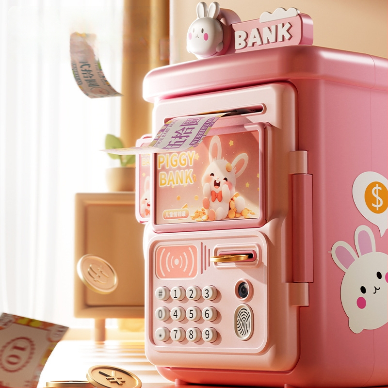 Παιδικός κουμπαράς Shangyu με αυτόματο αισθητήρα και θυρίδα κωδικού/βιομετρικού αποτυπώματος· πλαστικός, προσαρμόσιμος, κατασκευασμένος με έγχυση, εισαγόμενο