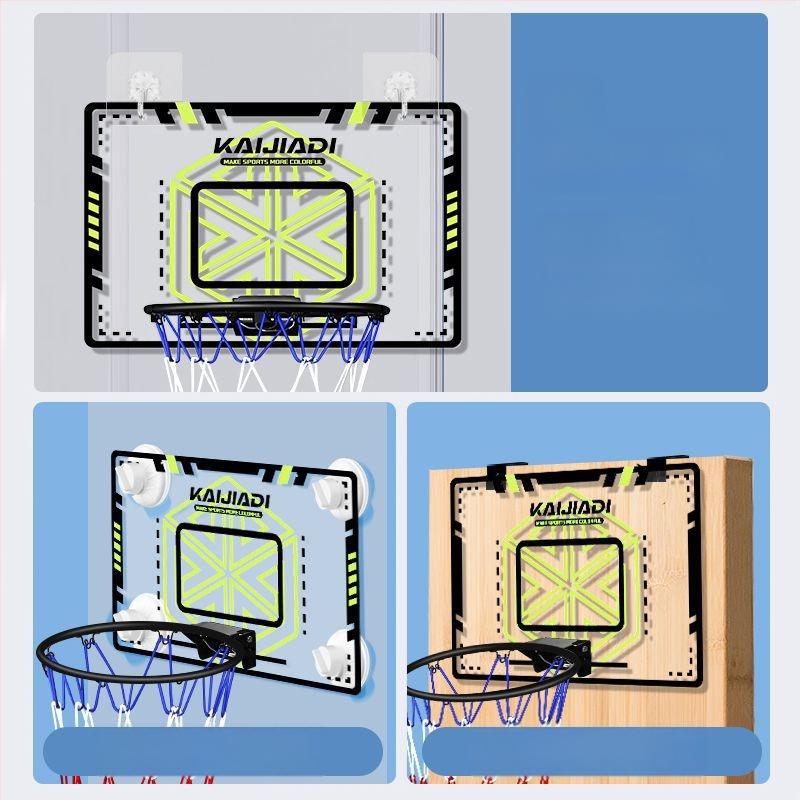 Coș de baschet cu panou pentru copii, montat pe perete – fără găuri, PVC, 0,5–3 kg, interior/exterior, silențios