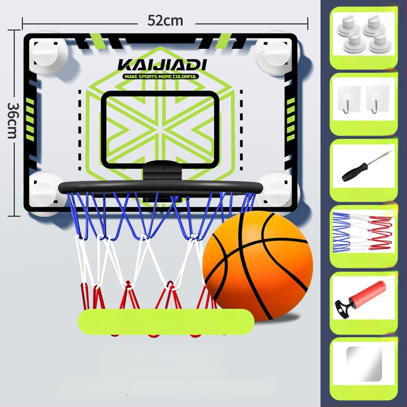 Coș de baschet cu panou pentru copii, montat pe perete – fără găuri, PVC, 0,5–3 kg, interior/exterior, silențios