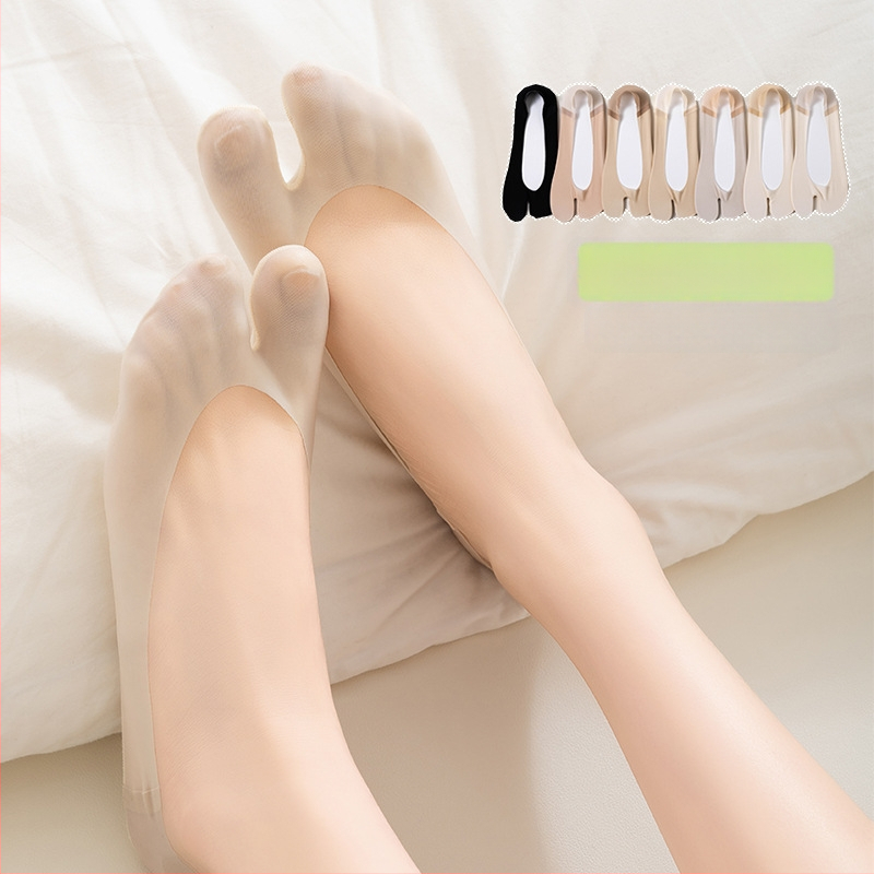 Дамски чорапи със разделен пръст, невидими, памук-найлонова смес, противохлъзгащи, летни