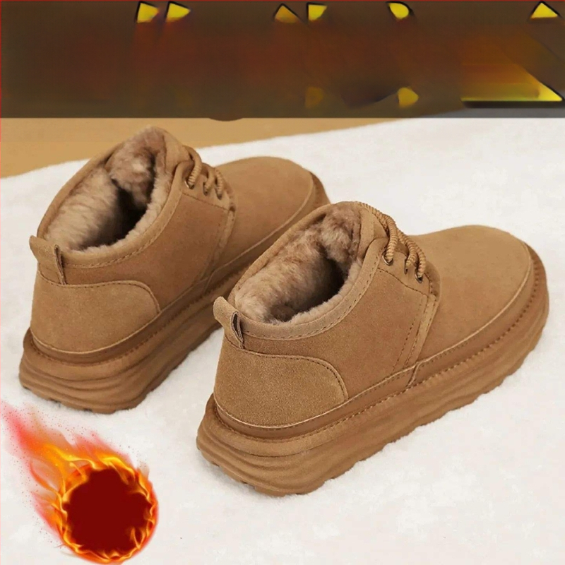 Ghete de zăpadă casual, partea superioară din microfibră, înălțime până la gleznă (20–28 cm), căptușite cu pluș artificial, talpă din cauciuc antiderapantă