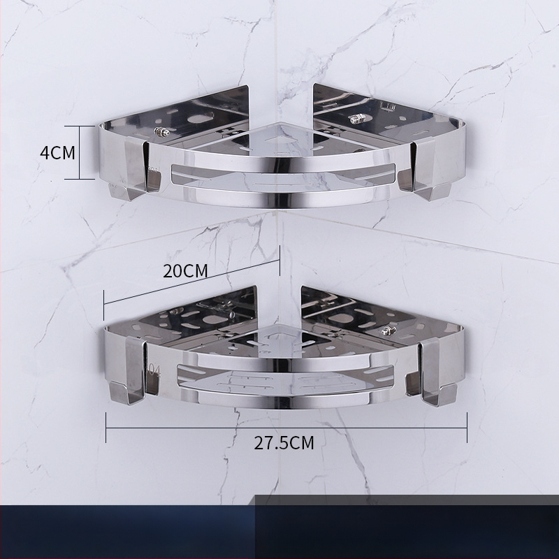 Raft de colț pentru baie, oțel inoxidabil, finisaj lucios, 2 etaje, modelul 750, capacitate de încărcare 10