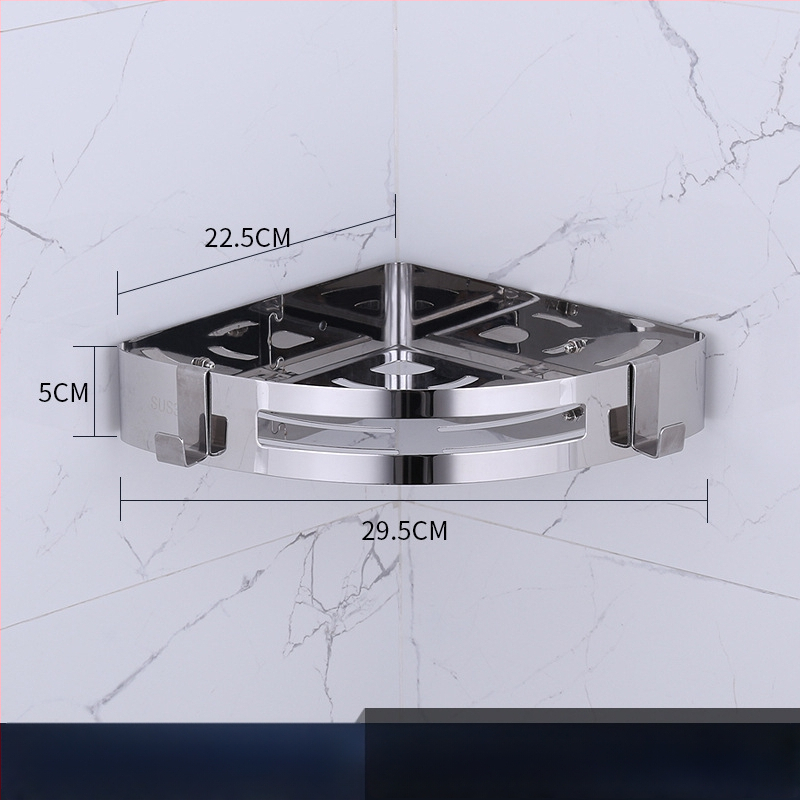 Raft de colț pentru baie, oțel inoxidabil, finisaj lucios, 2 etaje, modelul 750, capacitate de încărcare 10