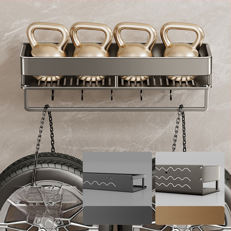 Raft de baie montat pe perete, ridicat, fără găuri; construcție din aluminiu, capacitate de încărcare 15 kg