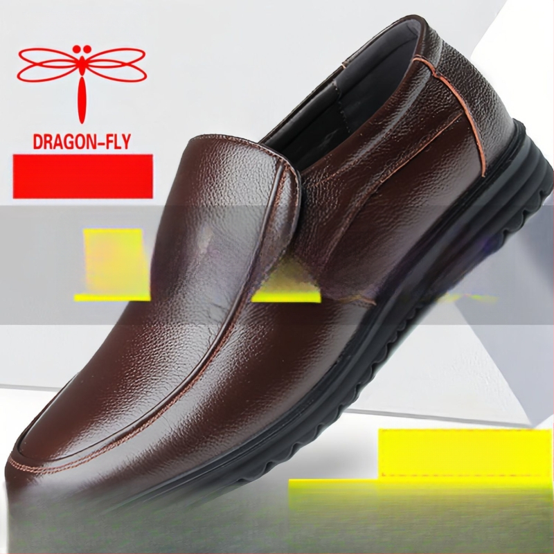 Ανδρικά παπούτσια από γνήσιο κατσικίσιο δέρμα, άνω μέρος από κατσικίσιο δέρμα, σόλα από καουτσούκ, διακοσμητικό μοτίβο φτερού, για ηλικιωμένους άνδρες, κυκλοφορία άνοιξης 2025