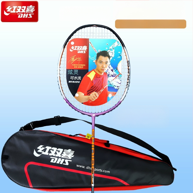 Бадминтон ракета, пълен карбон, изключително лека, тегло 95–100 г, дебелина на дръжката G3, подходяща за деца