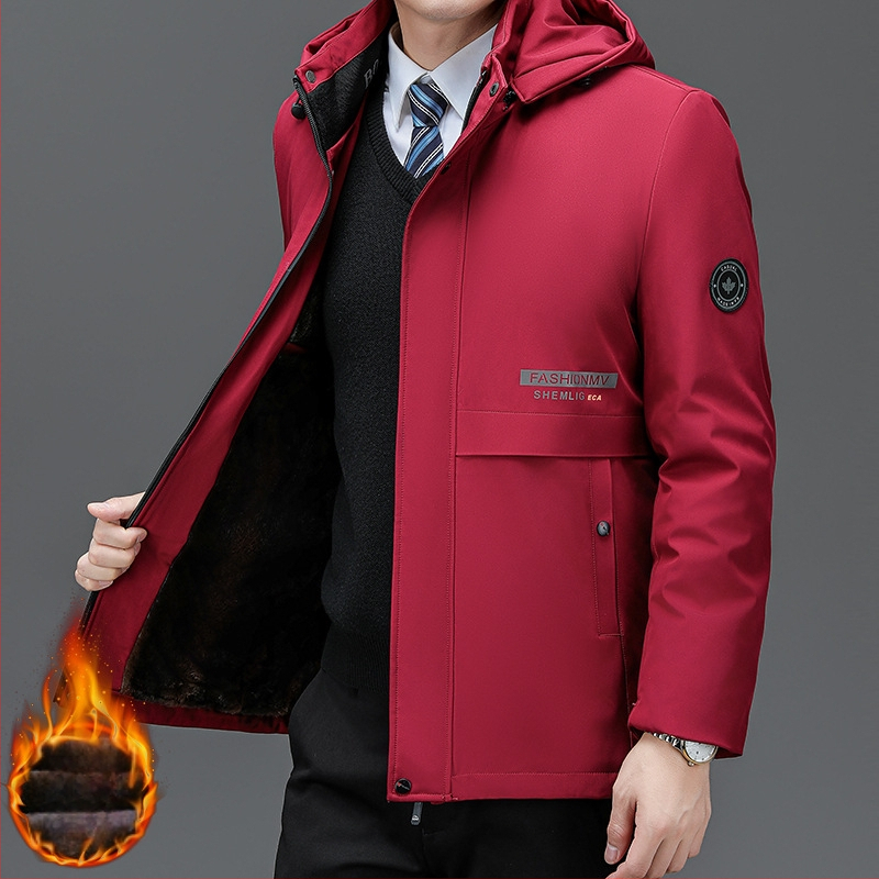 Ανδρικό μπουφάν με κουκούλα, παχύ γέμισμα από πολυεστέρα και επένδυση από πολυεστέρα, φερμουάρ