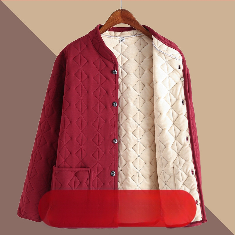 Jachetă damă din bumbac gros cu guler înalt, croială lejeră, umplutură poliester-bumbac, lungime 50–65 cm, iarnă 2025