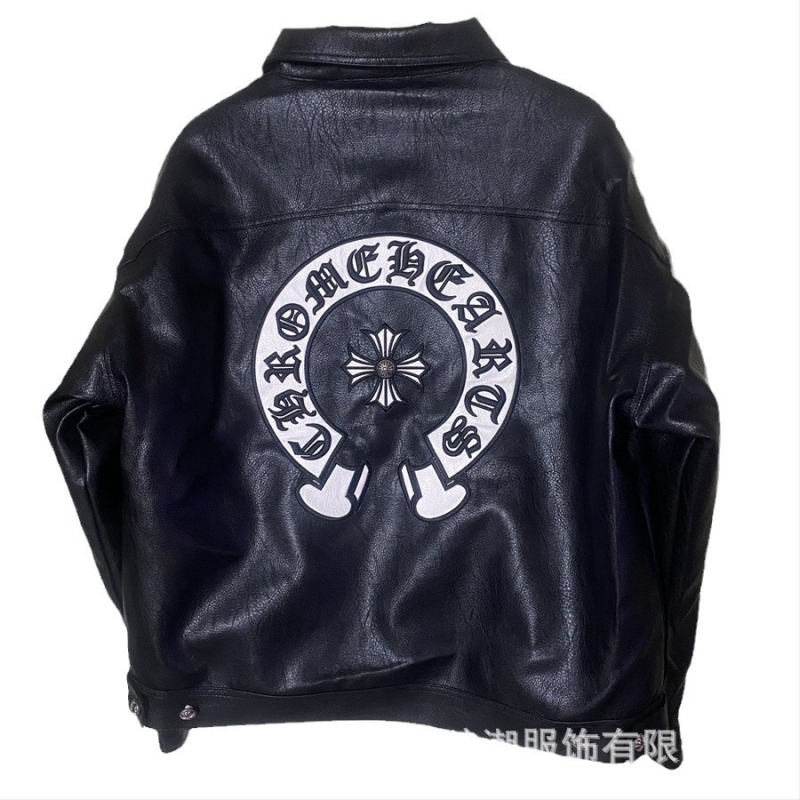 Δερμάτινο μπουφάν PU, γιακά τύπου Lapel, μονόκουμπωτο κλείσιμο, φαρδιά γραμμή, πλαϊνές τσέπες, διακοσμητικά κεντήματα με διασταυρωμένο σχέδιο