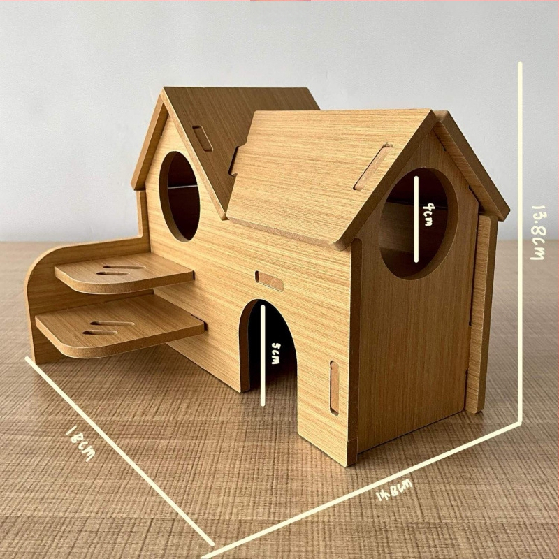 Kisállat: multifunkcionális kétemeletes fa ház-vila – teljes készlet hörcsögnek (Anyag: Fa; Import: Nem; Márka: Egyéb; Alkalmazható objektumok: hörcsög)