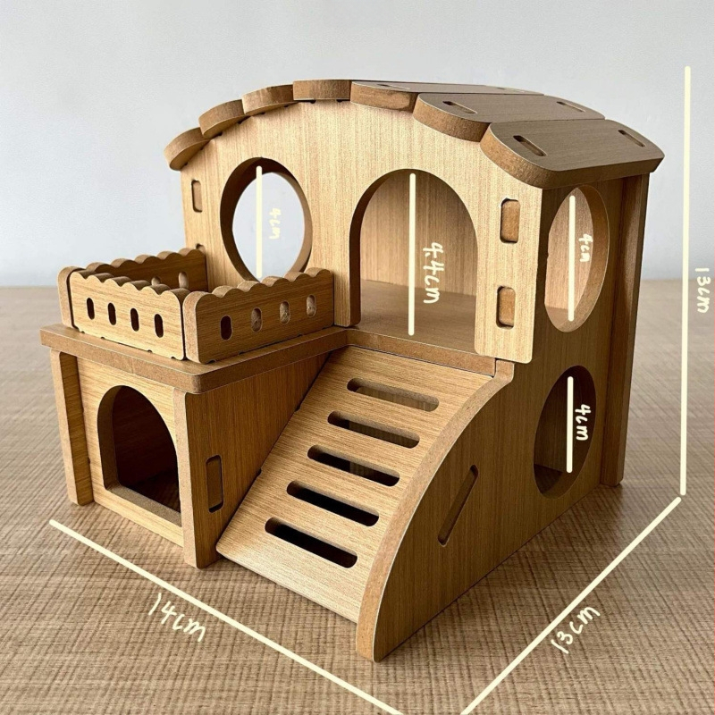 Kisállat: multifunkcionális kétemeletes fa ház-vila – teljes készlet hörcsögnek (Anyag: Fa; Import: Nem; Márka: Egyéb; Alkalmazható objektumok: hörcsög)