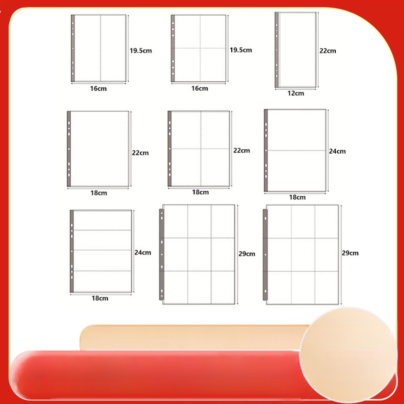 Pagini interioare transparente pentru album de carduri – material PP, pagini interioare de înlocuire, personalizabil, diverse tipuri de găuri, 10 file