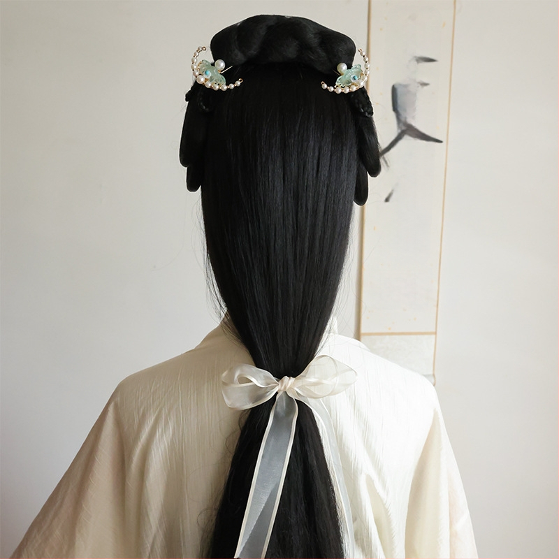 Стъклена шипка за коса с мотив цветя, античен стил, произход Джинан, лято 2024 г.