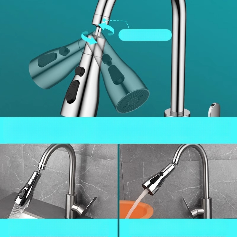 Rozširujúci adaptér kuchynskej batérie s univerzálnym otočným výtokom a predĺženým aerátorom proti špliechaniu; závitové pripojenie; model 0410; ABS; elektroplating; Morro