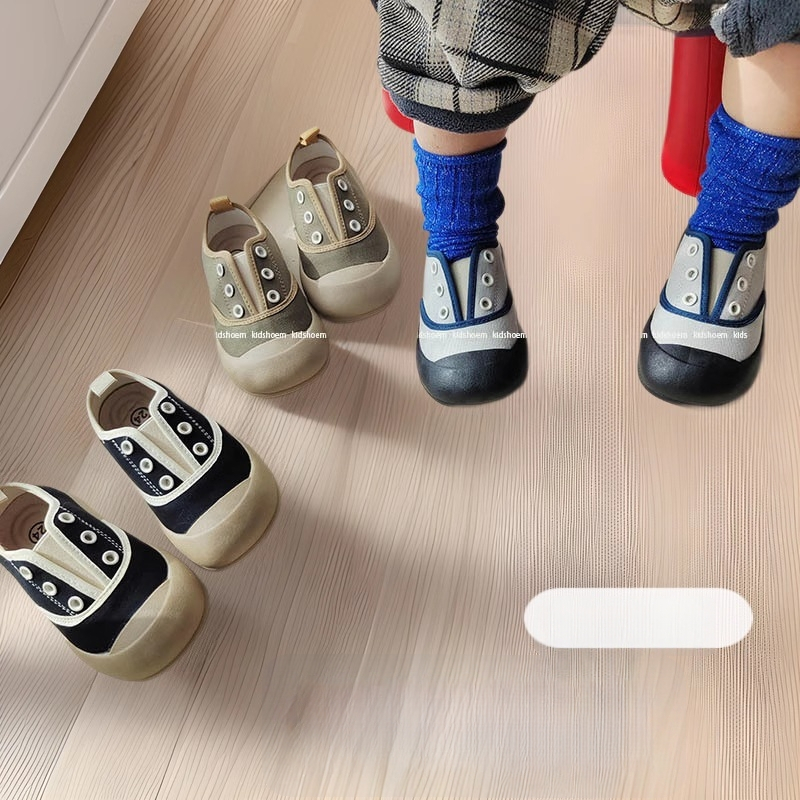 2025 proljeće unisex dječje tenisice bez vezica, kontrastne boje, niski kroj, platnene