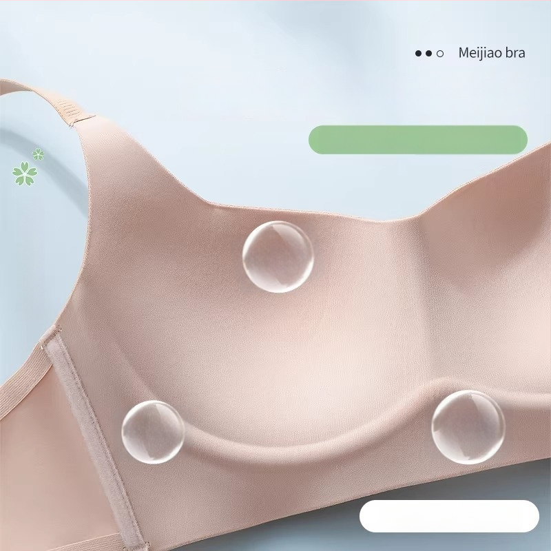 Bezšvová push-up podprsenka bez drôtov, 1/2 košíčky, tvarované košíčky, pevné dvojité ramienka