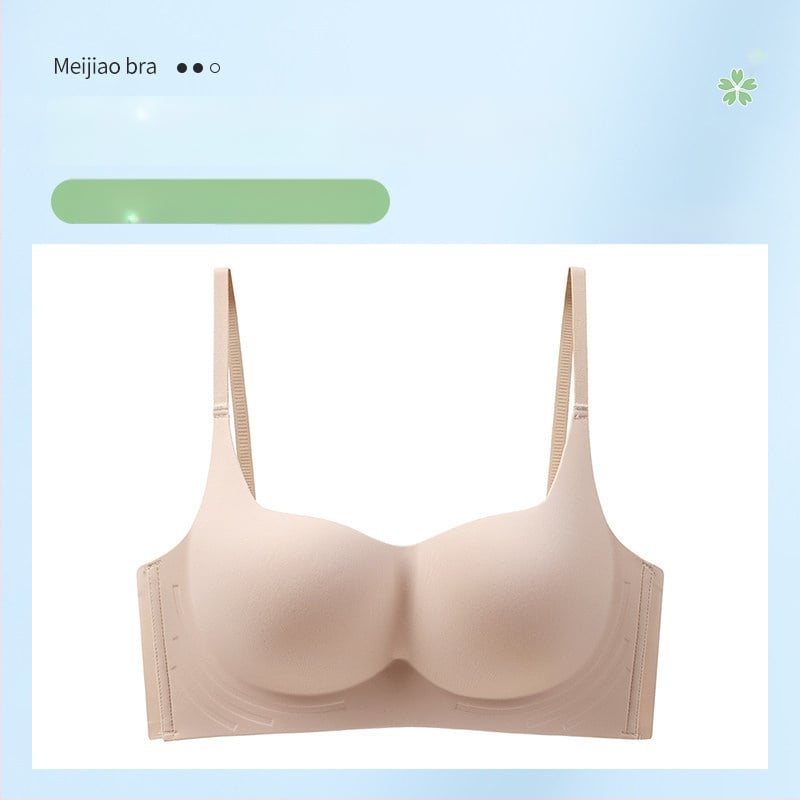 Bezšvová push-up podprsenka bez drôtov, 1/2 košíčky, tvarované košíčky, pevné dvojité ramienka
