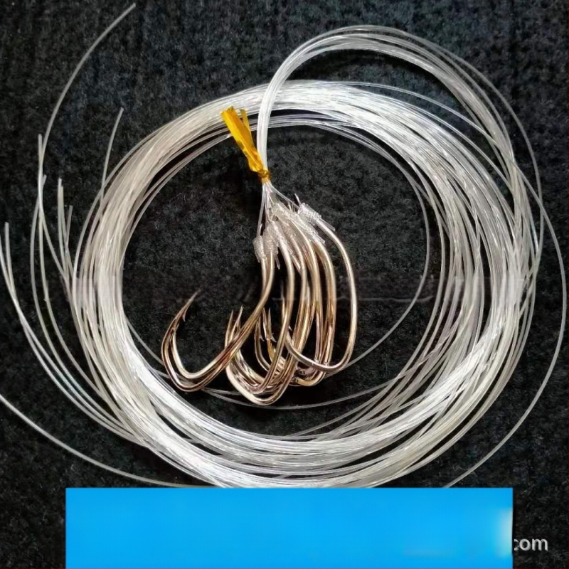 Морска риболовна кука, ръчно завързана, нейлонов лидер, единична кука, бодлива, наклонено устие