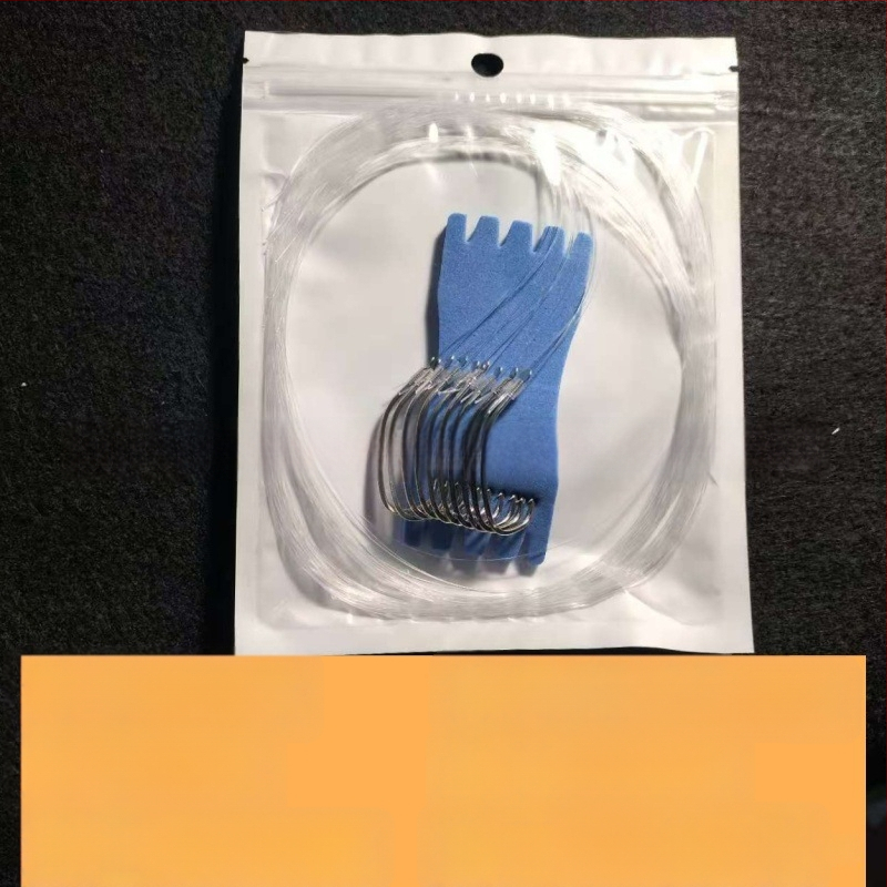 Морска риболовна кука, ръчно завързана, нейлонов лидер, единична кука, бодлива, наклонено устие