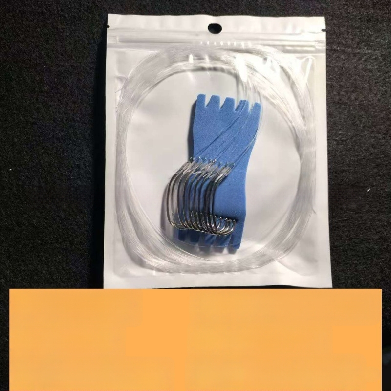 Морска риболовна кука, ръчно завързана, нейлонов лидер, единична кука, бодлива, наклонено устие