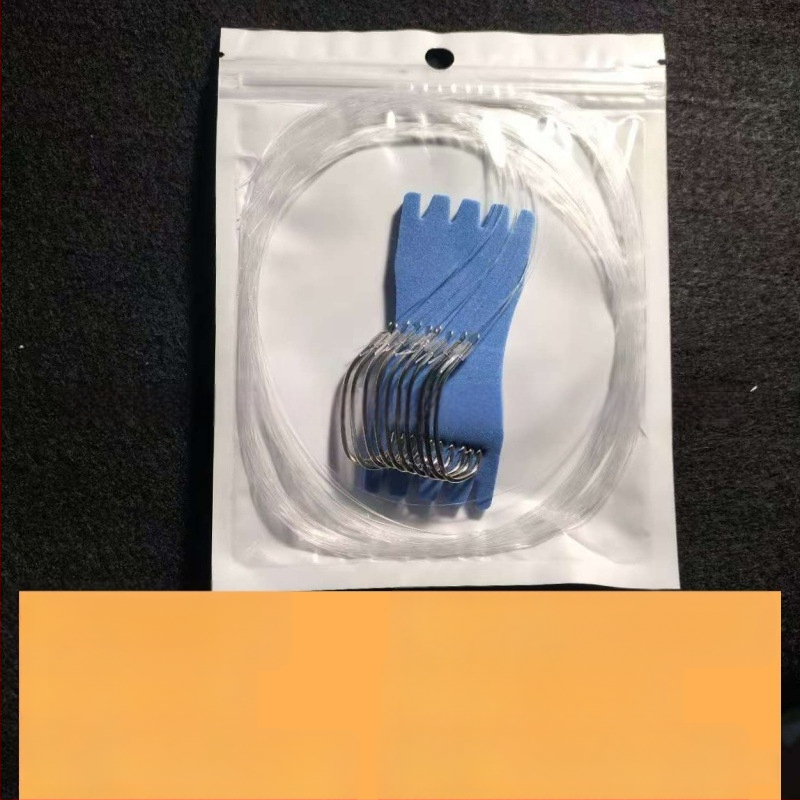 Морска риболовна кука, ръчно завързана, нейлонов лидер, единична кука, бодлива, наклонено устие