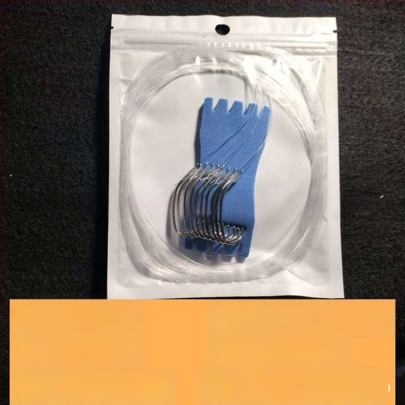 Морска риболовна кука, ръчно завързана, нейлонов лидер, единична кука, бодлива, наклонено устие