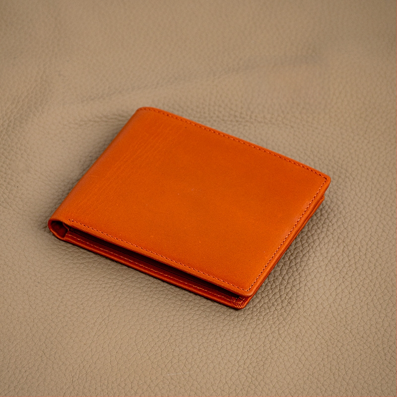 Portofel Mi'an pentru bărbați, din piele naturală, tri-fold, piele de vită de primă clasă, ultra-ușor cu extensie, mare capacitate