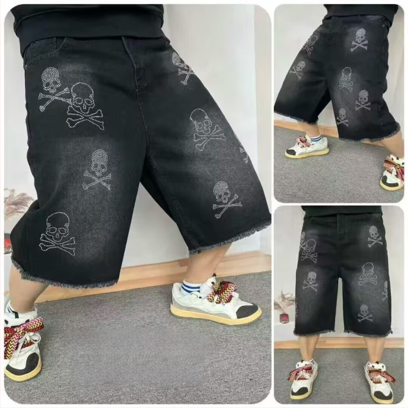 Unisex τζιν καπρί σορτς, μείξη βαμβακιού, μικροελαστικότητα, ίσιο κόψιμο, καλοκαίρι