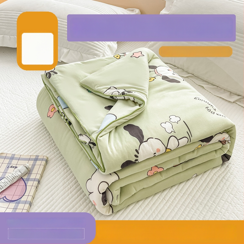 Детска завивка: плетен памук, пълнеж от соево влакно, тегло 1.5-2 кг, твил тъкане и quilt шевове, подходяща за всички сезони