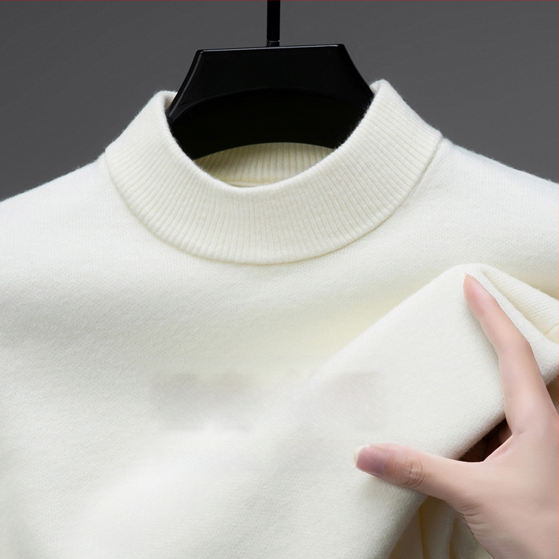 Tao mo férfi gyapjú kötött pulóver, fél magas gallér, testhezálló szabás, hosszú ujjú, finom gyapjú keverék 36–40%