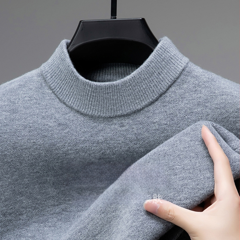 Tao mo férfi gyapjú kötött pulóver, fél magas gallér, testhezálló szabás, hosszú ujjú, finom gyapjú keverék 36–40%