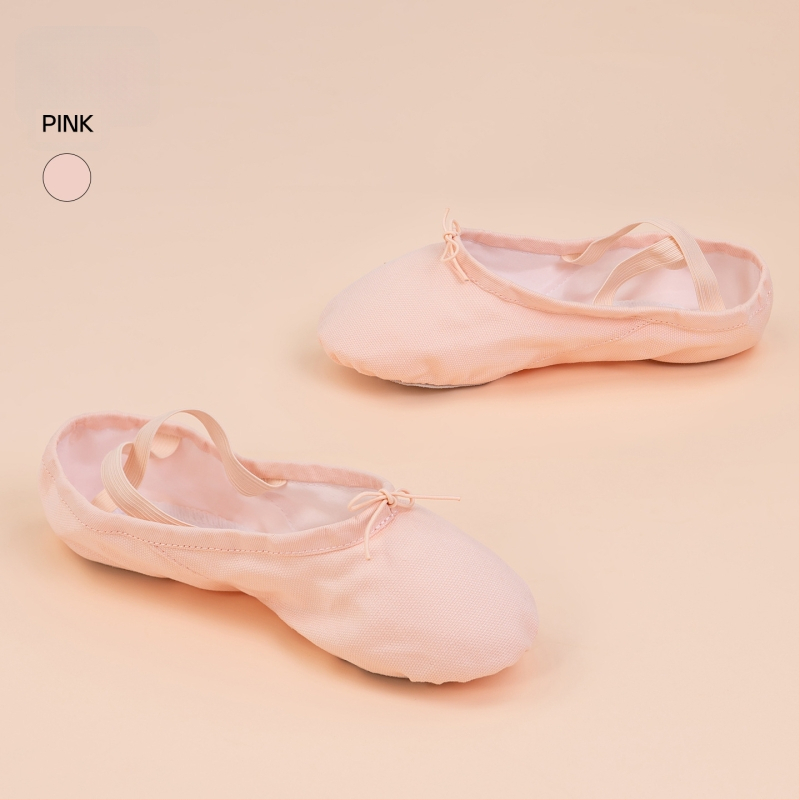 Παιδικά παπούτσια χορού – Καμβά στην επάνω επιφάνεια, Δερμάτινη σόλα, για Μπαλέτο, Μοντέρνο και Τετράγωνο Χορό