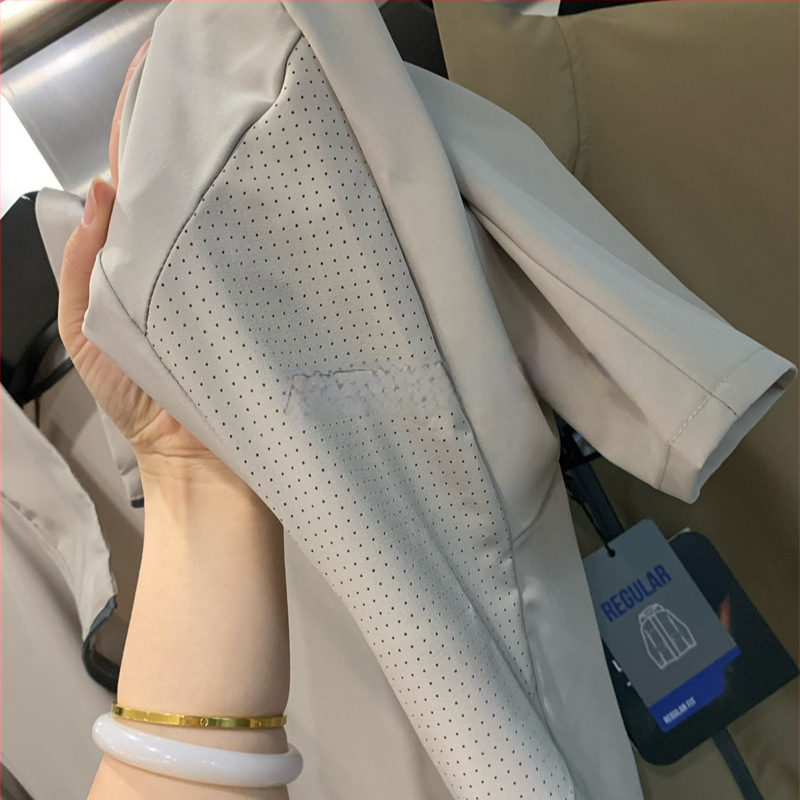 Jachetă cu guler înalt, respirabilă, protecție solară, stil sport (Protecție solară 50+, guler înalt, fermoar, buzunare 3D, amestec poliester)