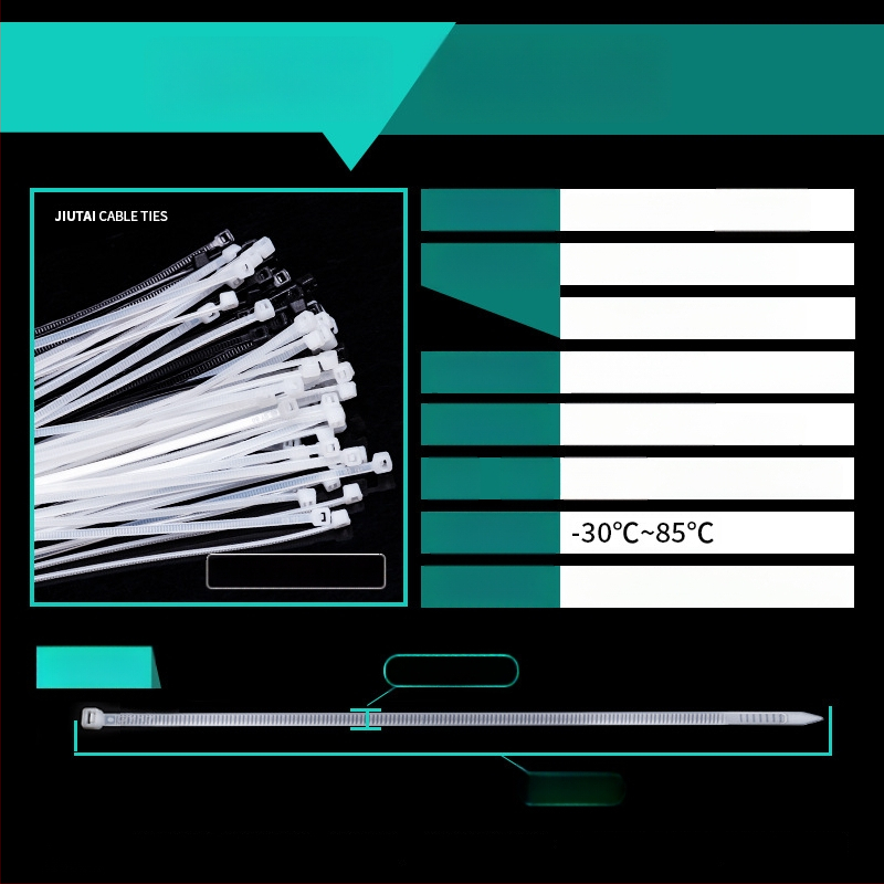 Legător auto-blocant din nylon - PA66, lățime 2,5 mm, pentru șantier, rezistent la frig