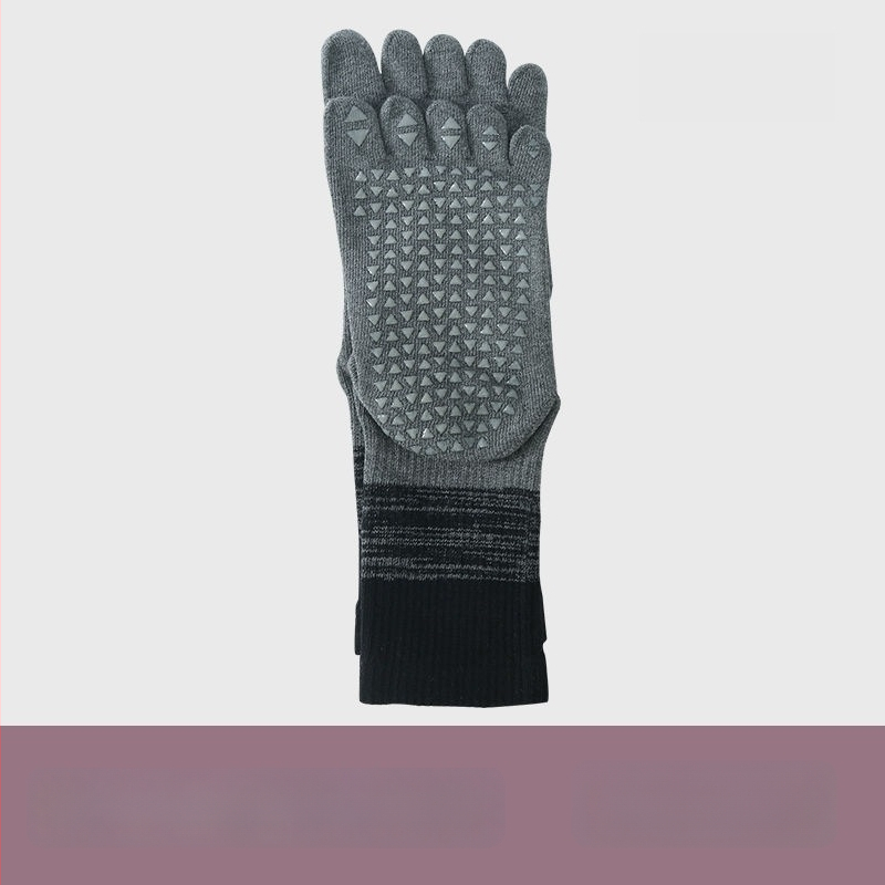 Fengzu Home Женски чорапи за йога с пет пръста, средна дължина до подбедрицата, градиентен модел, памук, силикон противохлъзване