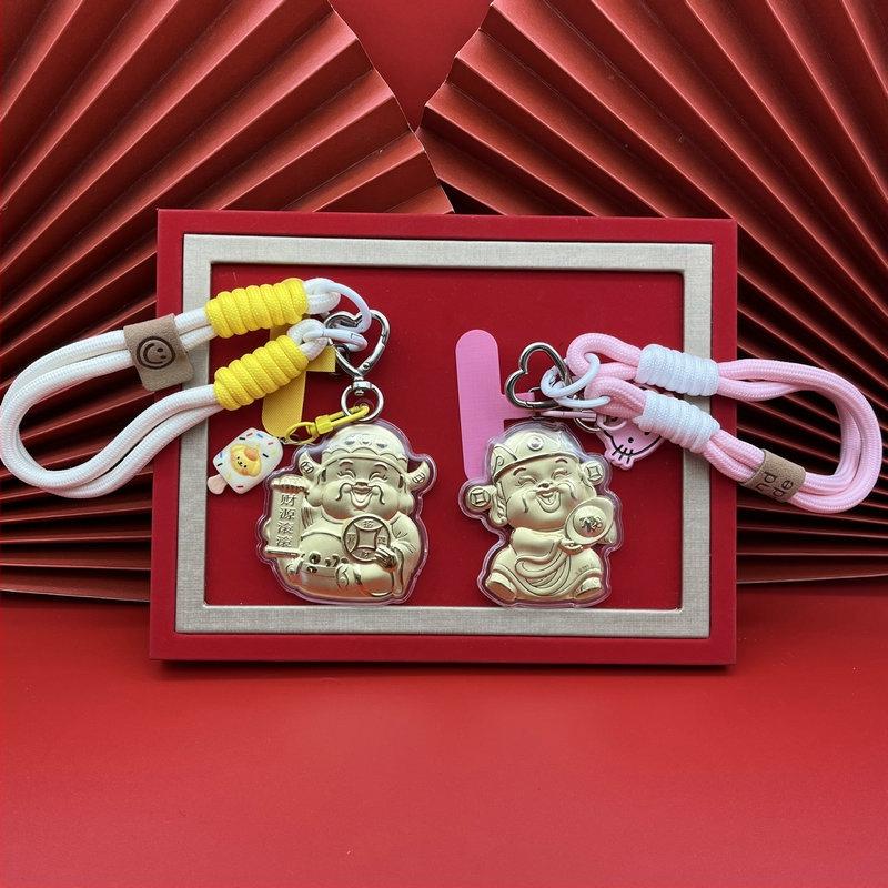 Метален ключодържател с котка късмет, карикатурен дизайн, държач за телефон и подвес за чанта