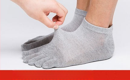 Мъжки чорапи за пръсти, невидими, дишащ памук, едноцветни, къс глезен, абсорбират изпотяването