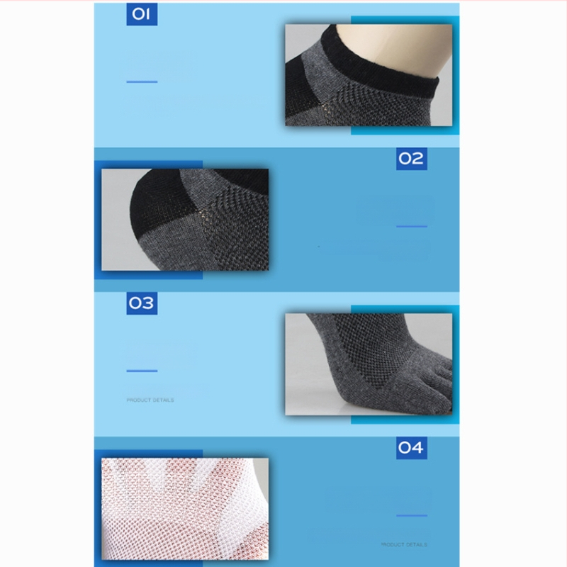 Мъжки чорапи за пръсти, невидими, дишащ памук, едноцветни, къс глезен, абсорбират изпотяването