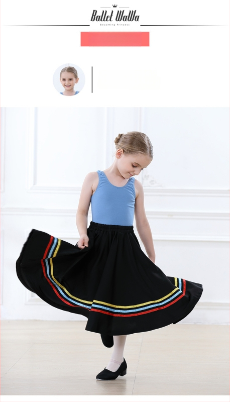 Lányok balett ruhája karaktertánc vizsgákhoz, hosszú poliészter ruha 3–8 éveseknek