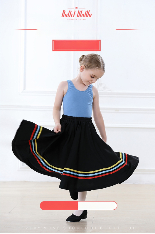 Lányok balett ruhája karaktertánc vizsgákhoz, hosszú poliészter ruha 3–8 éveseknek