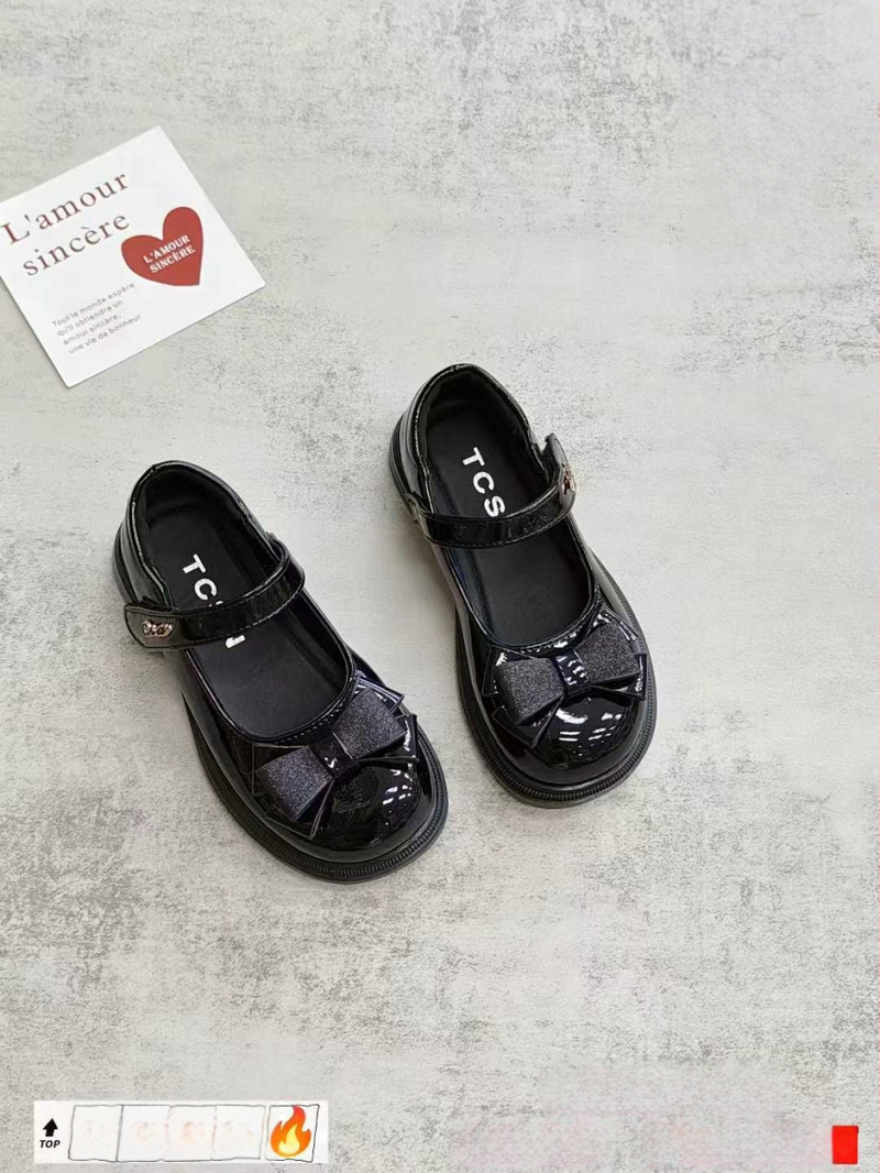 Lányoknak brit stílusú cipő Velcro-zárással, Ultra-fiber bőrszínű felsőrész, PU talpbetét, TPR talp