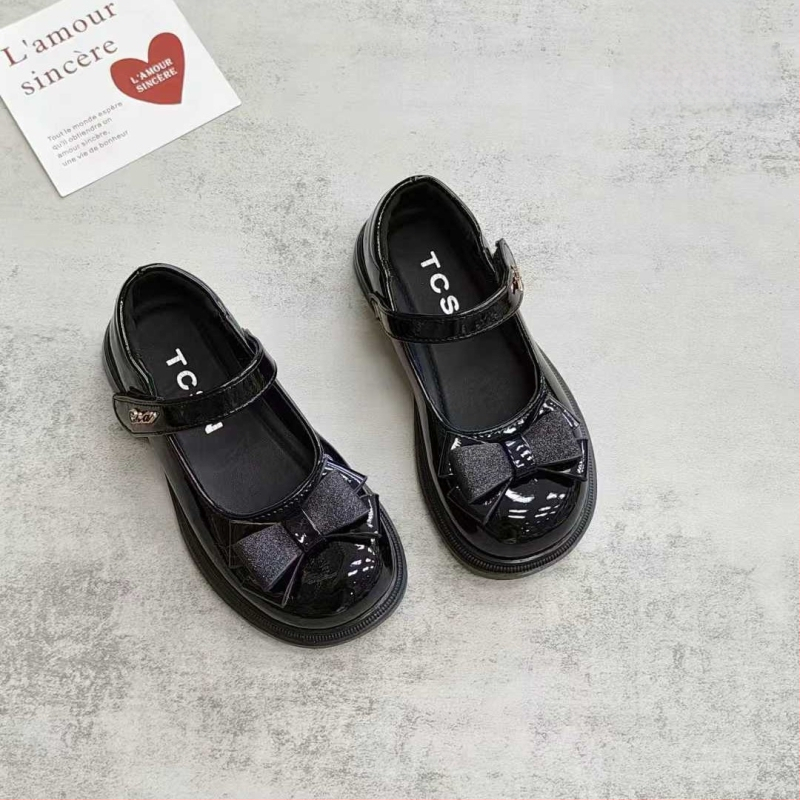 Lányoknak brit stílusú cipő Velcro-zárással, Ultra-fiber bőrszínű felsőrész, PU talpbetét, TPR talp