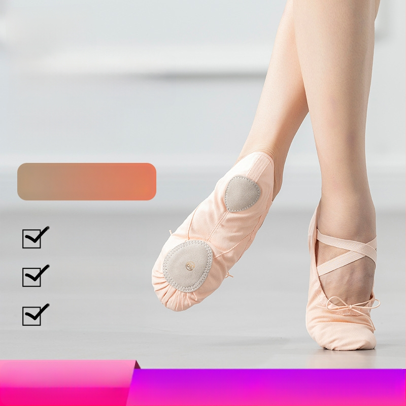 Μπαλέτικά παπούτσια με κορδόνια για χορό, πάνω μέρος από καμβά, δερμάτινη σόλα, αναπνέουν και ελαφριά, για παιδιά