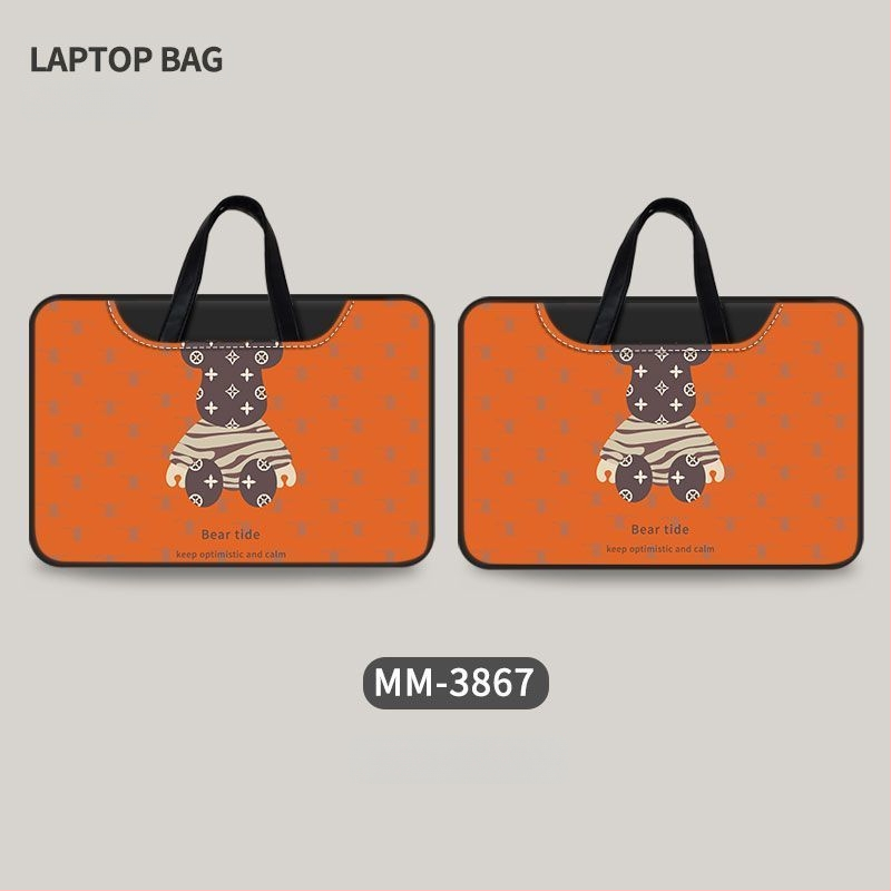 Torba za laptop s motivom medvjeda, minimalistička, dvostrana, s ručkom za nošenje.