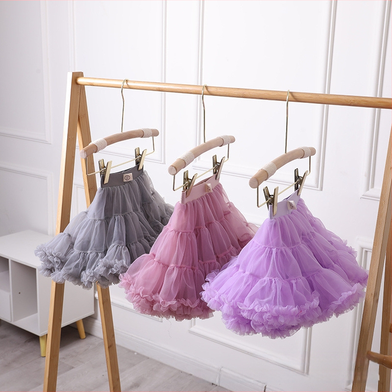 Fustă pentru copii în stil prințesă, din țesătură de gauză, fibre acrilice cu conținut de bumbac